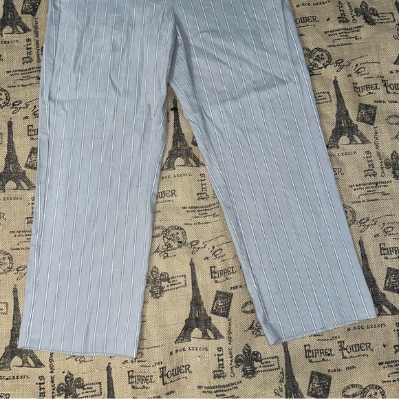J.Jill NWT! Linen Stretch Gray/White Straight Leg Crop Pant Size 10 - Picture 4 of 14